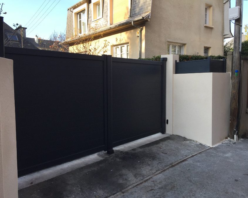 pose portail noir moteur electrique invisible pose portail noir moteur electrique invisible