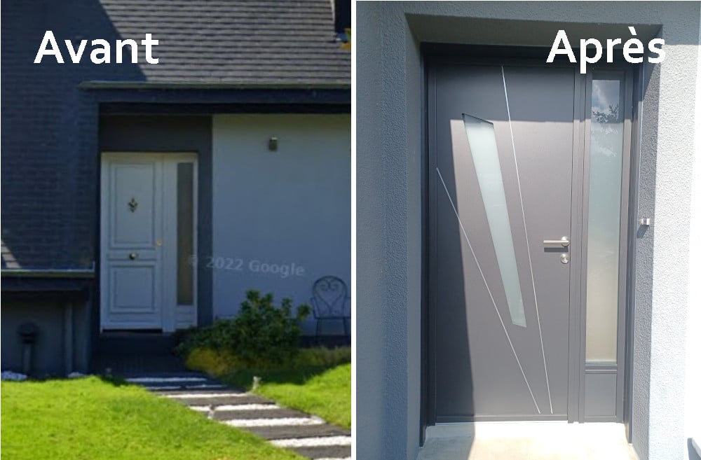 guichen chantier porte entrée avant après